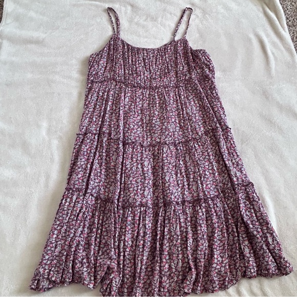 Floral Tiered Midi Dress Boho Beach Sundress Flowy Lightweight Summer XL - Picture 3 of 16